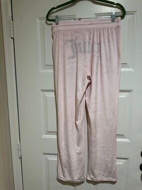 Juicy Couture Pale Pink Velour Rhinestone Logo Lounge Pants